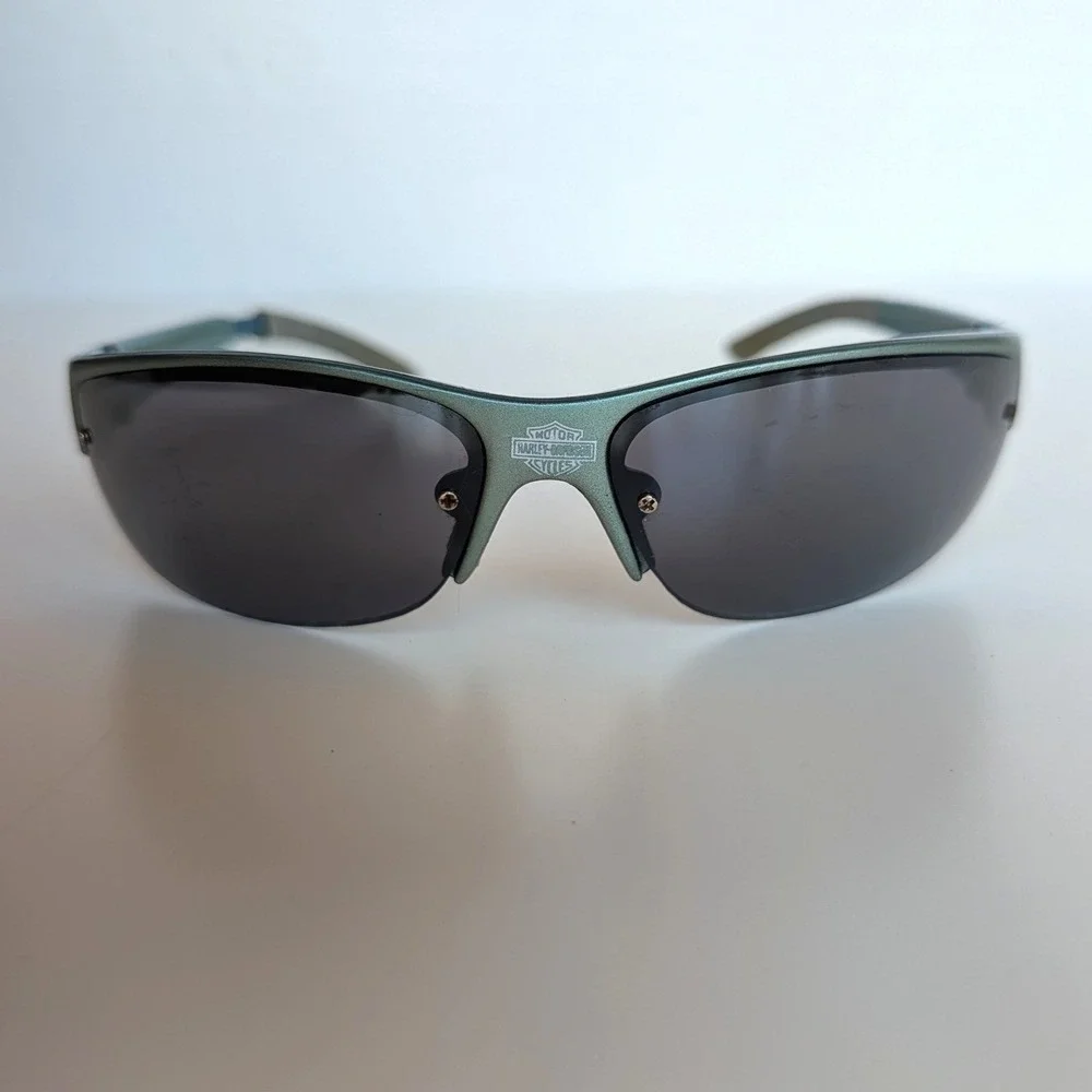 Harley-Davidson‎ Wrap Sunglasses Silvery Blue Metallic Bar & Shield Logo Taiwan